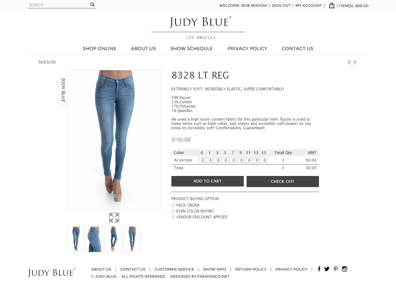 judy blue sizing